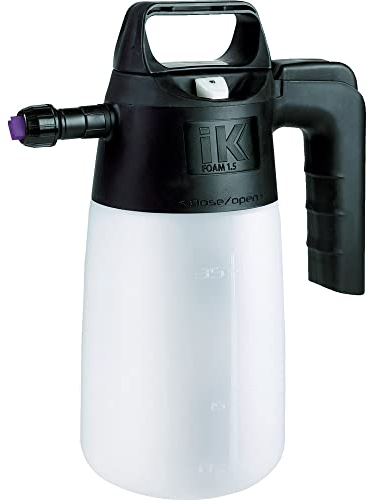 IK Foam 1.5 - Spruzzatore professionale per schiuma secca e duratura - Valvola di sicurezza a pressione - Serbatoio traslucido con indicatore di livello - 3 tipi di schiuma