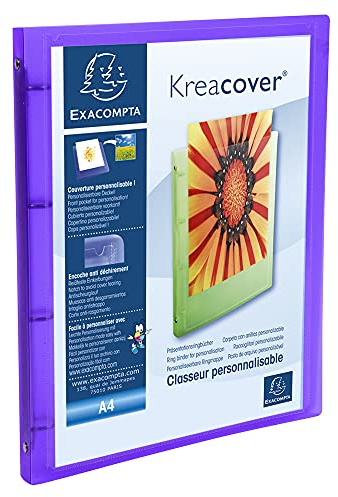 Exacompta 51969E Präsentationshefter KreaCover Kunststoffbezug außen und innen. 4 Ring-Mechanik DIN A4 Rücken 20mm ideal für Angebots- und Unternehmenspräsentationen 1 Stück Zufallsfarbe