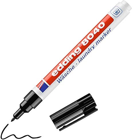 edding 8040 Wäschemarker, Textil-Stift zum permanenten Kennzeichnen von Textilien und Kleidung - Waschfest und kochfest bis 95 Grad Celsius, Farbe: Schwarz (Einzelblister)