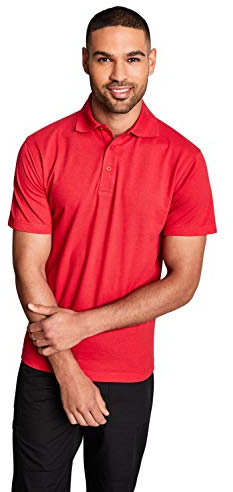 Active Men's Plain Polo Shirt Short Sleeved Work Casual Sports Leisure Clothing - Red - XX-Large