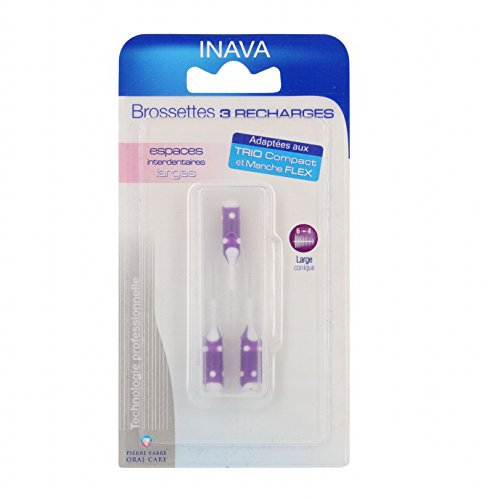 Inava Brossettes 3 Recharges violet - 6 à 4 mm Espace Interdentaire Large