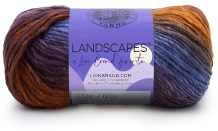 Lion Brand Yarn, Landscapes Multicolor Yarn for Knitting, Crochet, and Crafts, Mountain Range, 1 Pack, Acrylic Fiber for Variegated Blankets, Self-Striping Shawls, and Gradient Sweaters