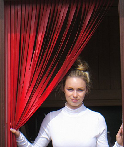 Roulotte tenda da porta, Zanzariera, protezione dagli insetti, Tenda a strisce – 'rosso' – 62 cm di larghezza