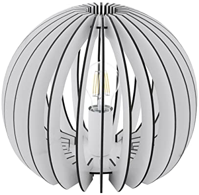 EGLO Tischlampe Cossano, 1 flammige Tischleuchte Vintage, Nachttischlampe, Wohnzimmerlampe in Weiß, Stahl und Holz in Weiß, Lampe mit Schalter, E27 Fassung