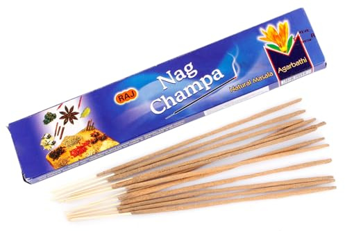Luxflair Premium Räucherstäbchen Nag Champa – Natural Masala Agarbathi – 12 Päckchen à 15 g – Handgerollt – Brenndauer ca. 45 Min – Entspannung & Meditation