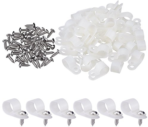 50 x 1,27 cm R-Typ Kabelschellen-Draht-Clips, Nylon-Schraubenbefestigung, Kabelklemmen mit 50er Packung Schrauben für Draht-Management