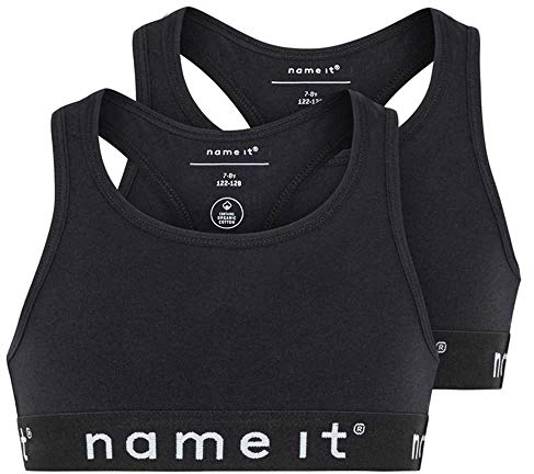 NAME IT Mädchen Nkfshort top 2p ensfarvet sort baggrund Bustier, Schwarz (Schwarz Black), 110-116 EU