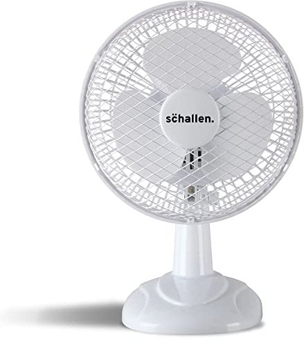 Schallen 6 Small Electric Modern Portable Air Cooling Fan with Tilt Feature for PC, Worktop, Desk, Office, Home & Travel Use (White)