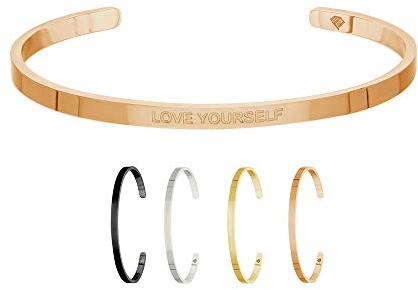 Max Palmer | Armband/Armreif mit Spruch - Gravur Love Yourself [03.] - Rosegold
