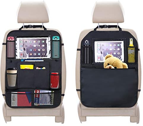 URAQT Auto Rückenlehnenschutz, 2 Stück Rücksitz Autositz Organizer für Kinder, Durchsichtigem iPad Tablet Halter, Autositz-Schoner wasserdicht, Kick Matten Schutz in universeller Passform