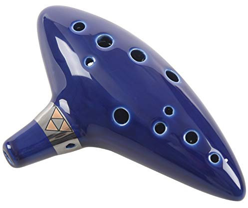 Beauneo Flute baryton en ceramique ocarina de mode C a 12 trous Blue legende de l'instrument de flute zelda ocarina