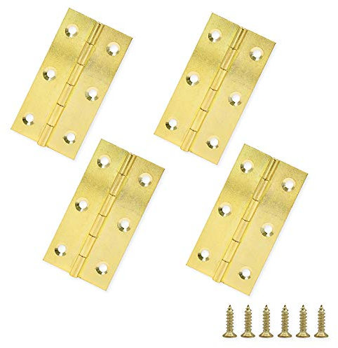 Lot de 4 charnières pliables en laiton pour meubles de maison, charnières de porte pour armoire, portail, placard, boîte à bijoux avec 24 vis (63,5 mm)