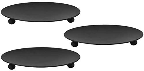 Kerzenhalter Rustikaler Kerzenständer Eisen, 7,5 cm, Schwarz, 3 Tropfschutz Kommunionkerze