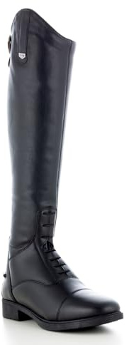 HORZE Rover Women's Synthetic Leather Classic Tall Field Riding Boots | Water-Resistant with Laces and Rear Zipper - Black - 9W