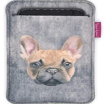Bertoni Handytasche aus Filz kompatibel mit iPhone 13/13 Pro/12/12 Pro/11/11 Pro/X/XR/XS, Galaxy S21/S20/S10/S9/S8/A40 Phone Cover Hund Design Handyhülle Smartphone-Tasche (Titus)