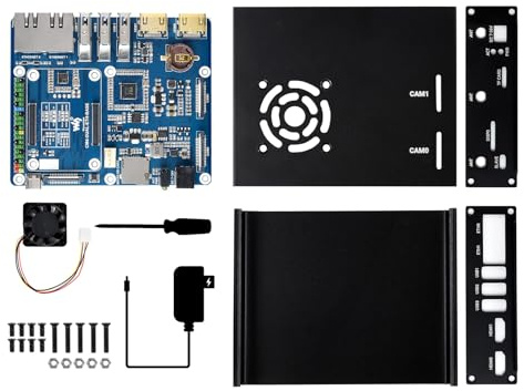Waveshare Dual Gigabit Ethernet Mini-Computer Based On Raspberry Pi Compute Module 4 (NOT Included) Metal Case with Cooling Fan