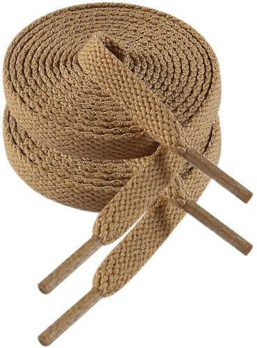 VSUDO 130 cm Cordones de Zapatillas Marrón Claro Plano, 8mm Ancho Cordones de Zapatos Deporte Marrón Claro, Tan Sneaker Shoelaces, Cordone Deportivos para Mujer o Hombre (1 Par-Marrón Claro-130cm)