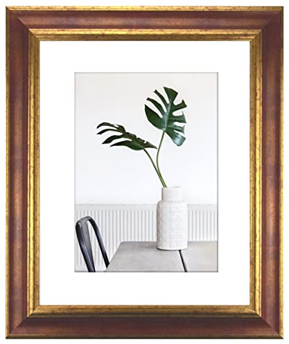 myposterframe Bilderrahmen Echtholz 30 x 40 cm Dysnomia – Edler Barockrahmen für Bilder, Photos & Gemälde – Hoch- & Querformat möglich – Rot Gold