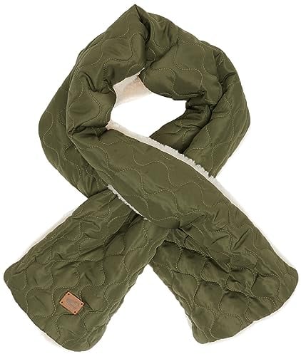 camel active Damen Gesteppter Schal mit Teddybesatz Khaki, womenswear-OS