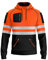 mymixtrendz Mens Hi Vis High Visibility Work Wear Safety Hoodie Reflective Tape Multi Zipper Pockets Pullover Hooded Sweatshirt Top, XL, Orange Black