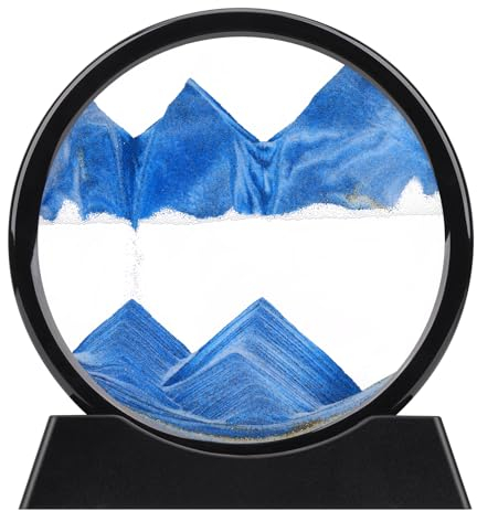 XINBAOHONG Image de sable en mouvement, mouvement liquide, paysage de sable 3D en mouvement - Cadre en sable fluide - Décoration de bureau relaxante (25,4 cm) (bleu)