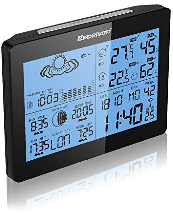 Home Garden Housing Outdoors Weather Stations Wireless Weather Station With Precision Forecast Temperature Humidity Sunrise Sunset Time Barometer Weather Clock Weather Monitoring Clocks
