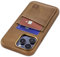 Dockem Genuine Leather Card Case for iPhone 15 Pro Max with Built-in Metal Plate for Magnetic Mounting, Stitched-on Wallet with 2 Credit Card Pockets (Light Brown, M2GL)