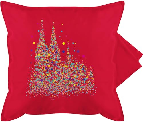 Kissenbezug - & - Kissen - Kölner Dom Konfetti I Karneval I Fasching - 50 x 50 cm - Rot - karnevalskissen Fasching- köln kissenhülle sofakissen mit Carnevale Koln kissenbezüge Cushion Cover