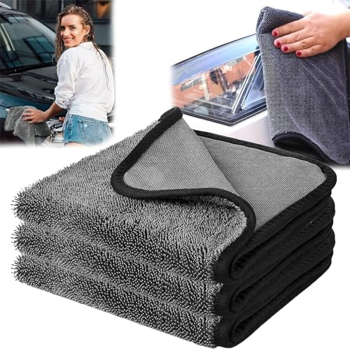 Aoblok Shiny-Bath FASTDRY Trockentuch 40x60cm, Fast Dry Trockentuch, Twist Pile Microfiber Cloth, Mikrofasertuch mit gedrehtem Flor, Duschkabinen Tuch zum Wasser Abziehen in Dusche & Bad (3PCS)