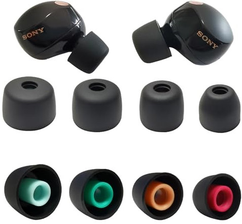 Luckvan Soft Silicone Ear Tips for Sony WF-1000XM5 Earbuds Replacement Tips for Sony WF-1000XM4 WF-1000XM3, 4 Pairs Black, SNM501G