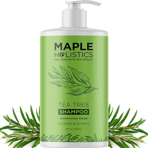 Teebaumö1-Shampoo, sulfatfrei, tiefenreinigendes, veganes Teebaum-Shampoofür fettiges Haar und Kopfhaut, tägliches klärendes Shampoo zumAufbau mit ätherischem Rosmarinöl für alle Haartypen, 600 ml
