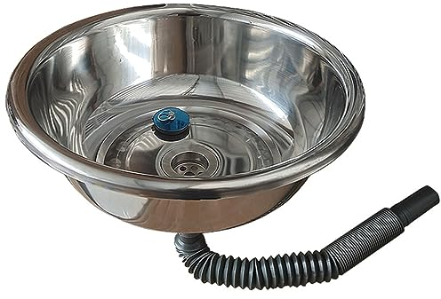 LIPJIA Fregadero Cocina,Lavabo para Autocaravana de 40 cm, Lavabo Redondo, Cuarto de Servicio Redondo Empotrado, baño pequeño para autocaravanas y mostradores pequeños