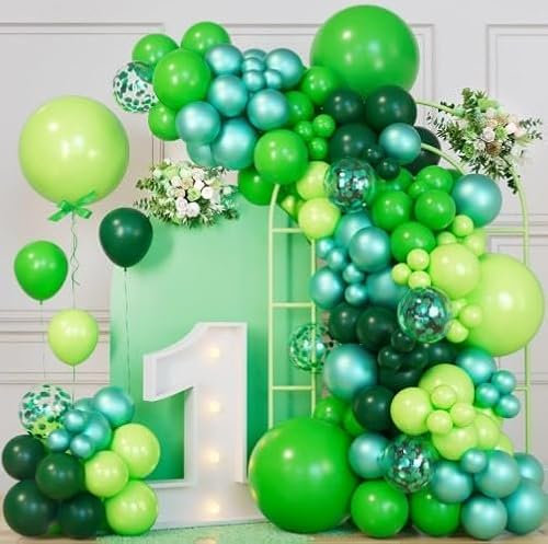 ballon Luftballons Grün-111PCS Luftballon Girlande Dunkelgrün Hell Grün mit Grün Konfetti Luftballons,Dschungel Geburtstag Dekoration für Kindergeburtstag Deko, Babyparty, Hochzeiten