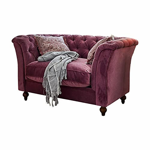 Loberon Sofa Clères, Klassischer Chesterfield-Stil, Bequem Gepolstert, Ikonisches Design, Sitzmöbel, Couch, Polyestersamt, Kiefernholz, Eschenholz, lila
