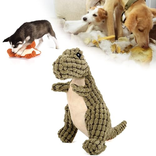 EHOTER Unzerstörbares robustes Dino Quietschendes Hundespielzeug für aggressive Kauer, langlebiges interaktives robustes Hundespielzeug, unzerstörbares Hundespielzeug für mittelgroße und große