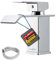 KUZOR 1PC Messing Wasserhahn Bad Waschtischarmatur - 5-minütige Installation, Wasserfall Badezimmerarmatur mit 50cm Kaltes Warmes Wasser Schläuche - Höhe 141 mm, Gewicht 645,4 g - Chrom