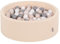 KiddyMoon Rund Bällebad Bällepool 90X30cm/300 Bälle ∅ 7Cm Ballgruben Für Babys Spielbad Kleinkinder, Beige:Pastellbeige/Grau/Weiß