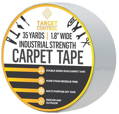 Target Control 105ft Double Sided Carpet Tape for Vinyl Flooring, Rug Binding, Edging, and Gripping on Carpeted Floors
