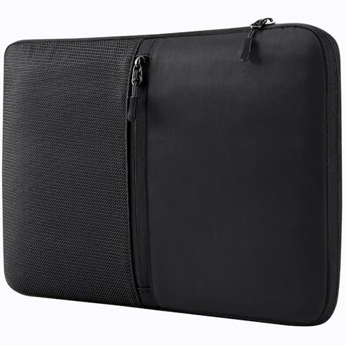 HEDUGO Laptop Sleeve Case 12.5” to 13” Padded Computer Pounch with Mesh Accessory Pocket Compatible with MacBook HP Dell Asus, 12.5 to 13inches Shockproof Protective Notebook Carrying Cover Bag Black