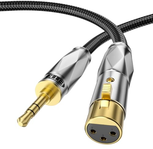 EMK Unbalanced 3.5mm to XLR Cable, 1 Metre, Male to Female, Ideal for Smartphones, MP3 Players, Tablets, Laptops, Microphones, Mixers, Amplifiers, Speakers