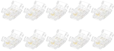 sourcing map 10 Pcs LED Strip Connector 3 Pin 8mm Strip to Wire LED Connectors for Strip Lights Transparent Solderless LED Light Adapter Connector for Surface Mount Device LED Strips