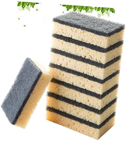 FRCOLOR 8pièces Éponges De Cuisine Non-rayantes Lot pour Nettoyage des Ustensiles Et Vaisselle Noir