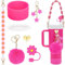7 Piezas Accesorios para Stanley Cup Stanley Cup Accesorios Accesorios Stanley Cup Incluye Correa de Copa Tapa de Taza Anillo de Copa de Goma Posavasos Accesorios Colgantes para Stanley 30/40 oz(Rosa)