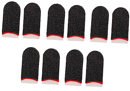 COLLBATH Touchscreen Fingerhülle 5 Paar aus Silberfaser für Handyspiele | Atmungsaktiv und Elastisch, Schwarz Rote Ausführung, Leichtes Zubehör, Bedienfehler Beim Spielen