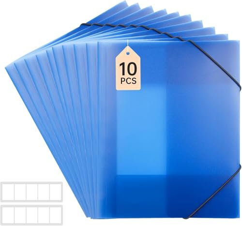 10 Stück Postmappe A4 Schule, Sammelmappe Und Zwei Aufkleber, Einschlagmappe Mit Gummi, Schnellhefter a4 PP-Material Robust und Langlebig, Dokumentenmappe a4 für Büro Und Schule