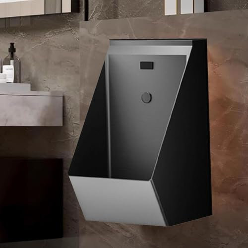 304 Stainless Steel Urinals,Compact Washout Urinal,Men's Urinal Troughs with Sensor Flush Valve,for Use in Homes Hotels and Public Bars,Black