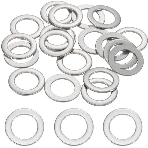 sourcing map 20 Pcs M10 304 Stainless Steel Flat Washers Round Flat Spacers for Screws, Bolts, Plumbing, Automotive, DIY, Electrical Device 10mm ID 16mm OD 1mm Thick