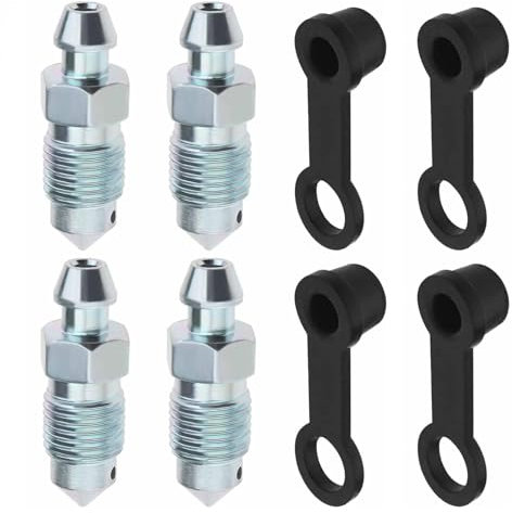4 Set Bolt Bleed Screw M10x1mm with Bleed Nipple Caps, Disc Brake Caliper for Motorcycles Cars Brake Pumps
