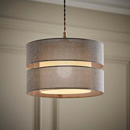 ValueLights | Sophia 2 Tier Grey Linen Drum Ceiling Lamp Shade and Bulb | Ceiling Lights, Home Décor & Improvement Essential