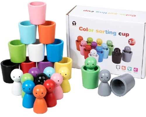 bergxperten PetMood Jouet Montessori en Bois 2-5 Ans - 12 Boules colorées pour Trier et Apprendre - Jeu éducatif de motricité Fine et Apprentissage des Couleurs